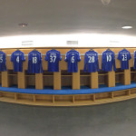 Chelsea FC Locker Room with all Jerseys of the Players from the Championship 2014-15 Season.