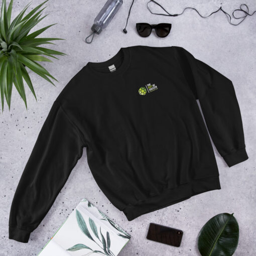 Unisex Crew Neck Left-Side Logo Dark Sweatshirts - Image 9