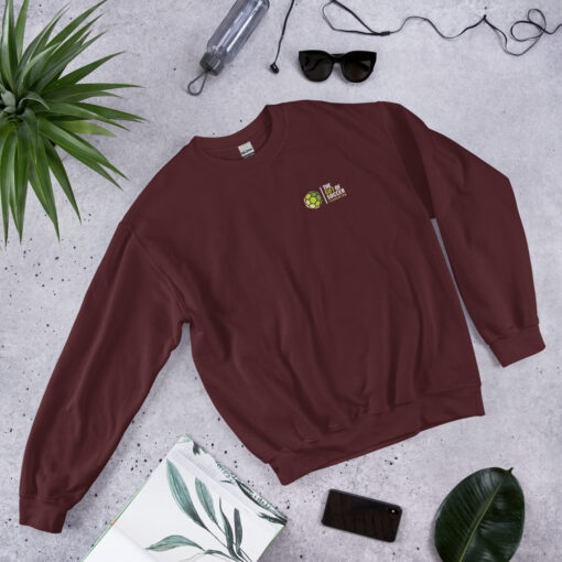 Unisex Crew Neck Left-Side Logo Dark Sweatshirts - Image 17